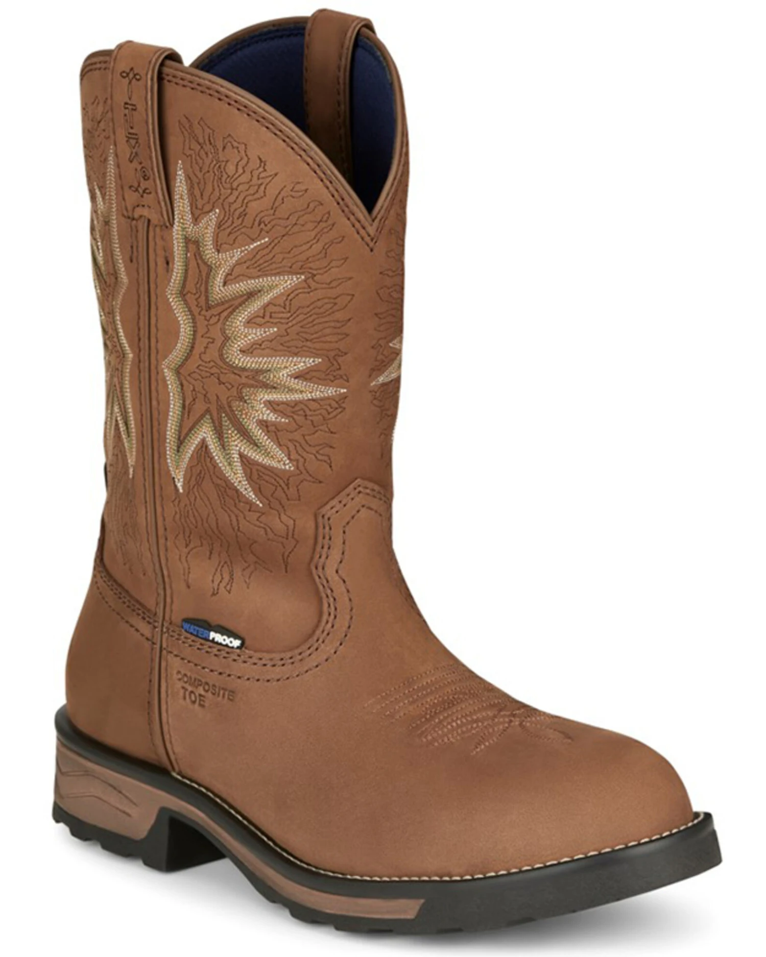 Tony Lama Men's Boom Saddle Cowhide Pull On Western Work Boots - Composite Toe