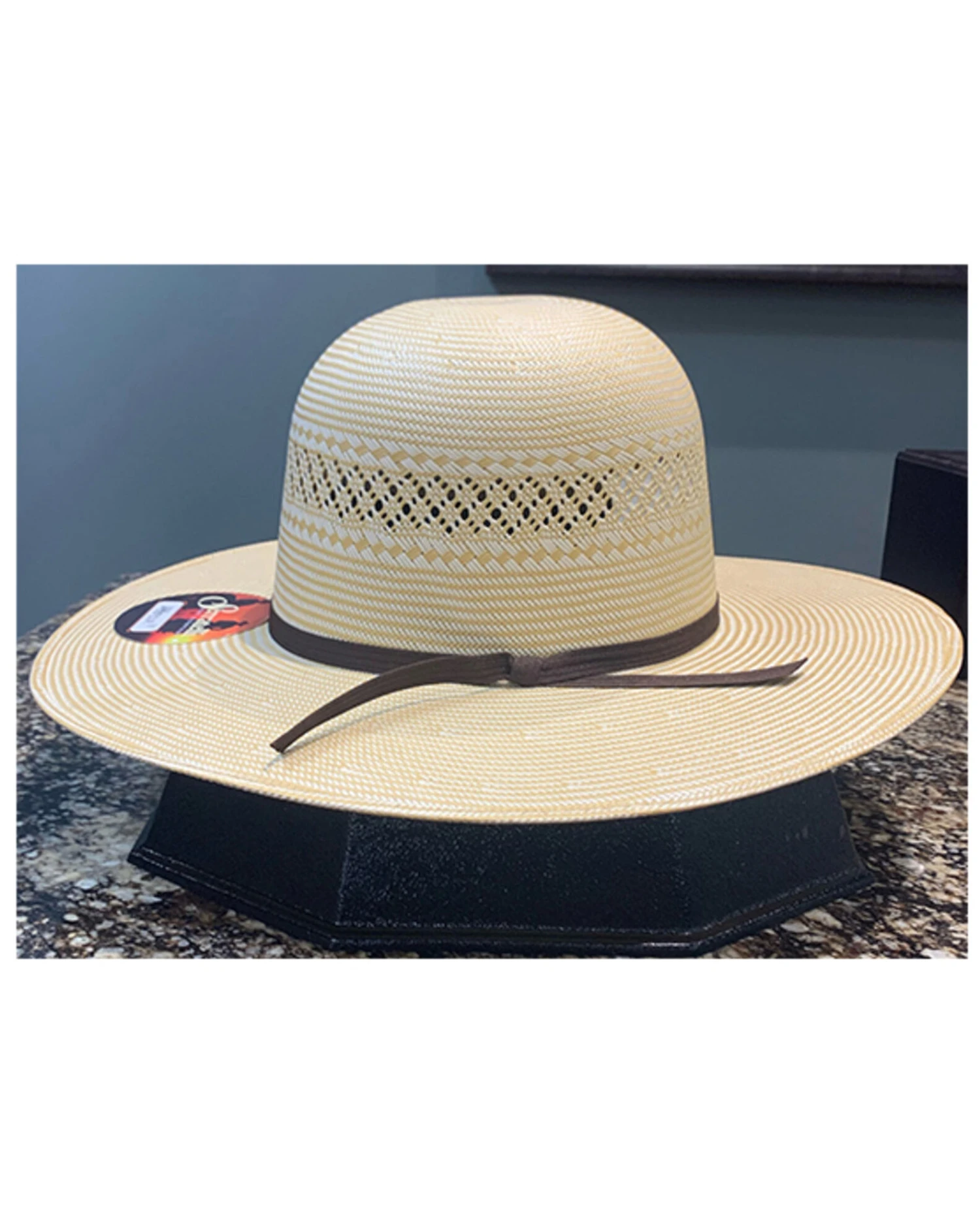 Serratelli Men's Natural Santana Open Shantung Straw Western HatÂ