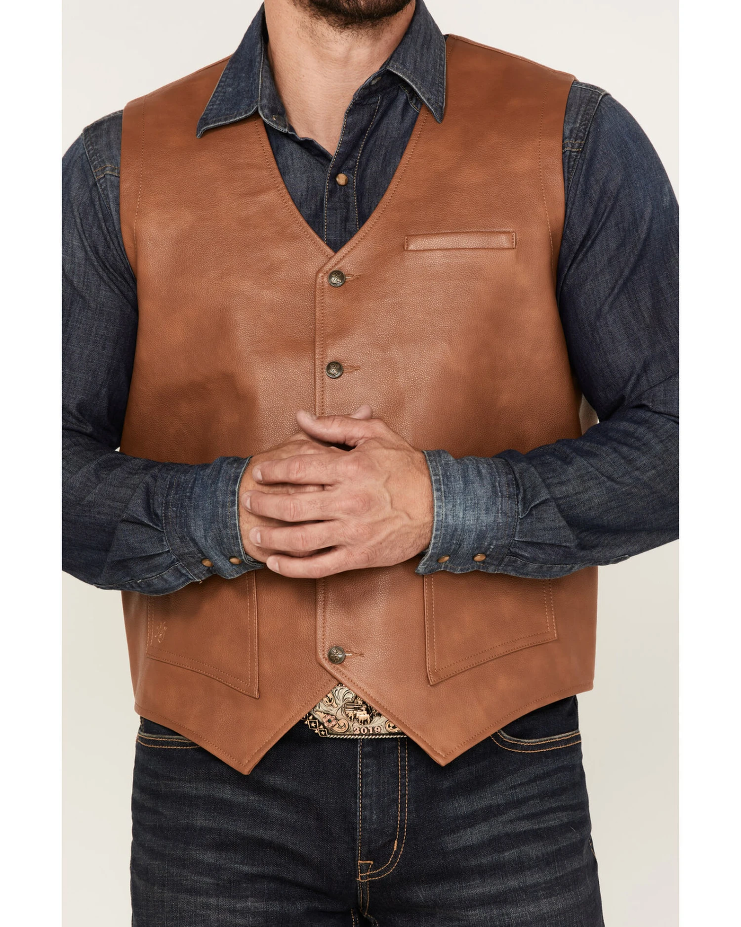 Moonshine Spirit Men's Redhawk Woven Button Down Western Vest - Image 3