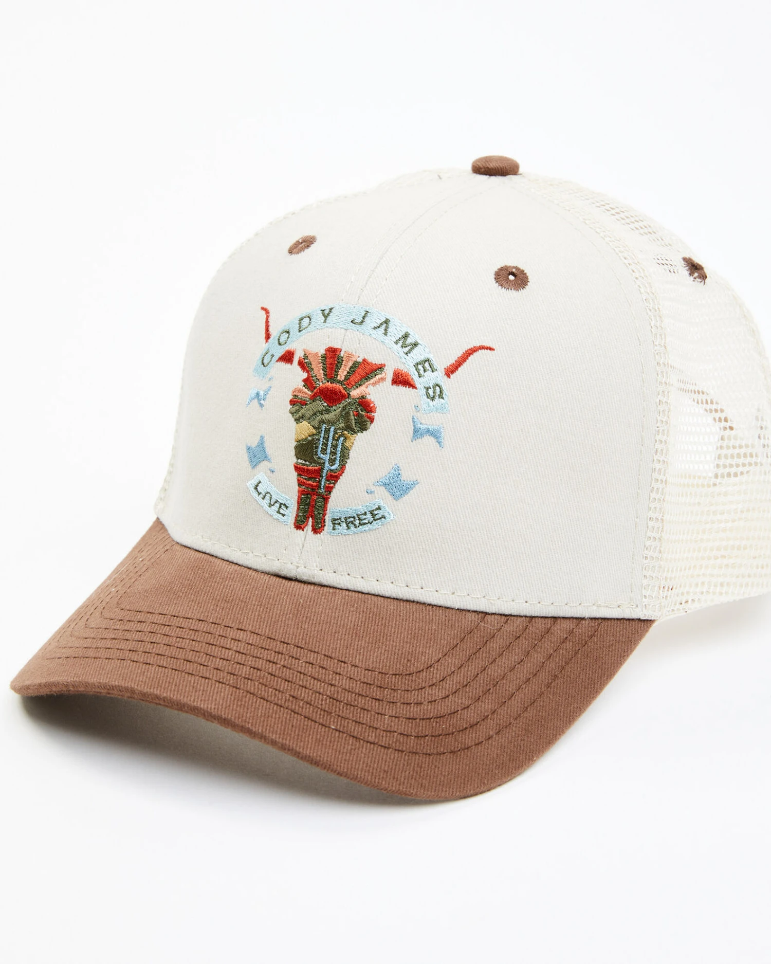 Cody James Men's Live Free Printed Embroidered Skull Mesh-Back Ball CapÂ