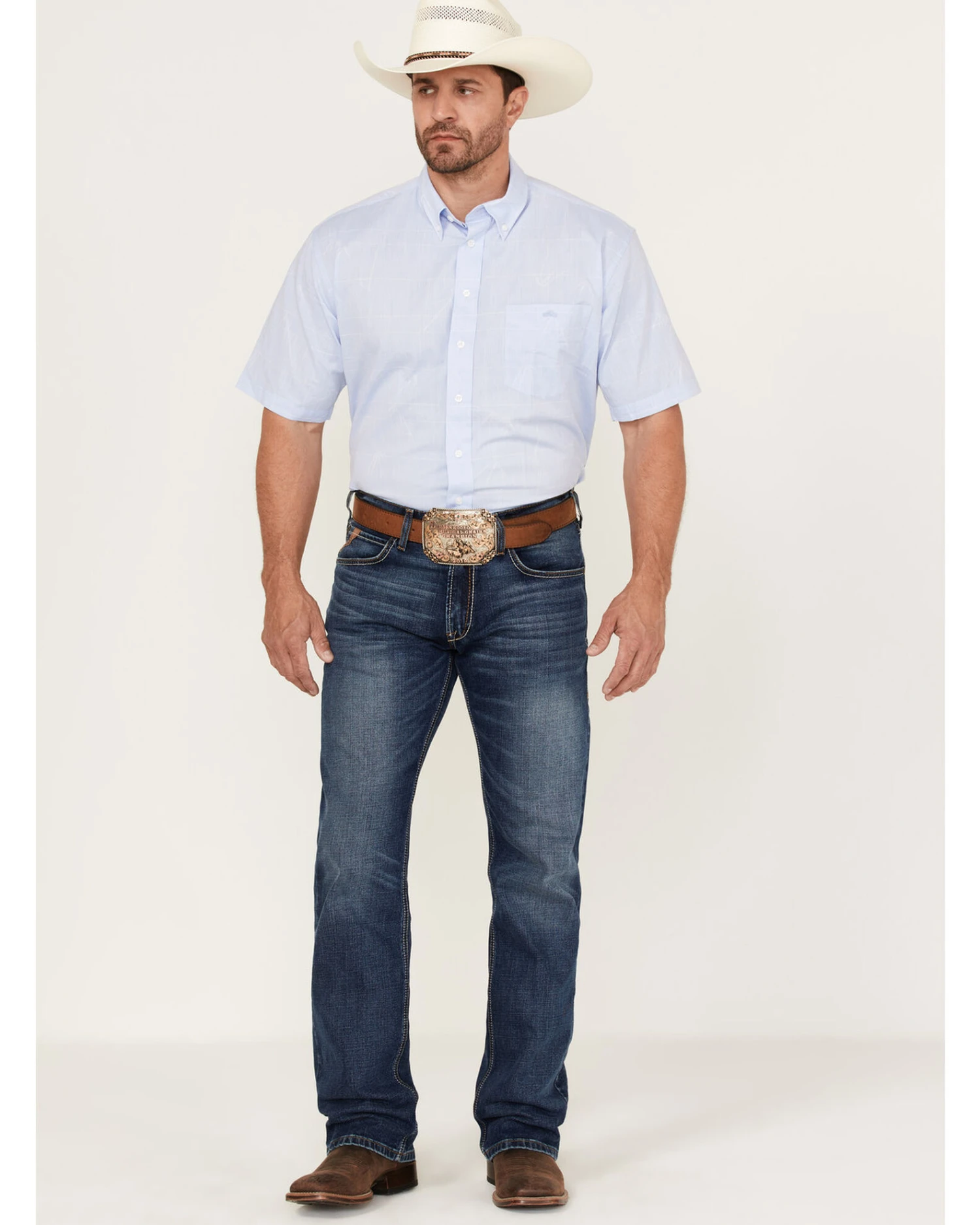 Resistol Men's Bell Solid Short Sleeve Button Down Western Shirt - Image 2