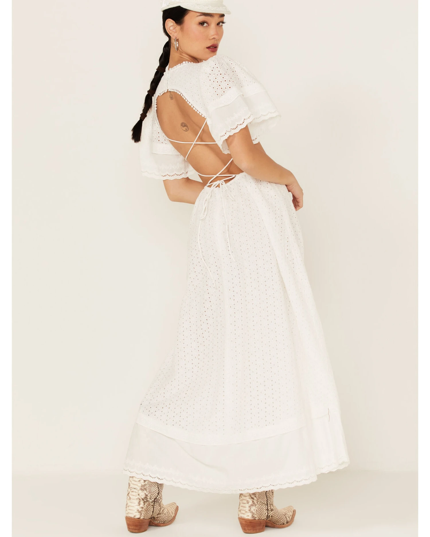 Maia Bergman Women's Ori Crochet Eyelet Open Back Maxi DressĀ - Image 5