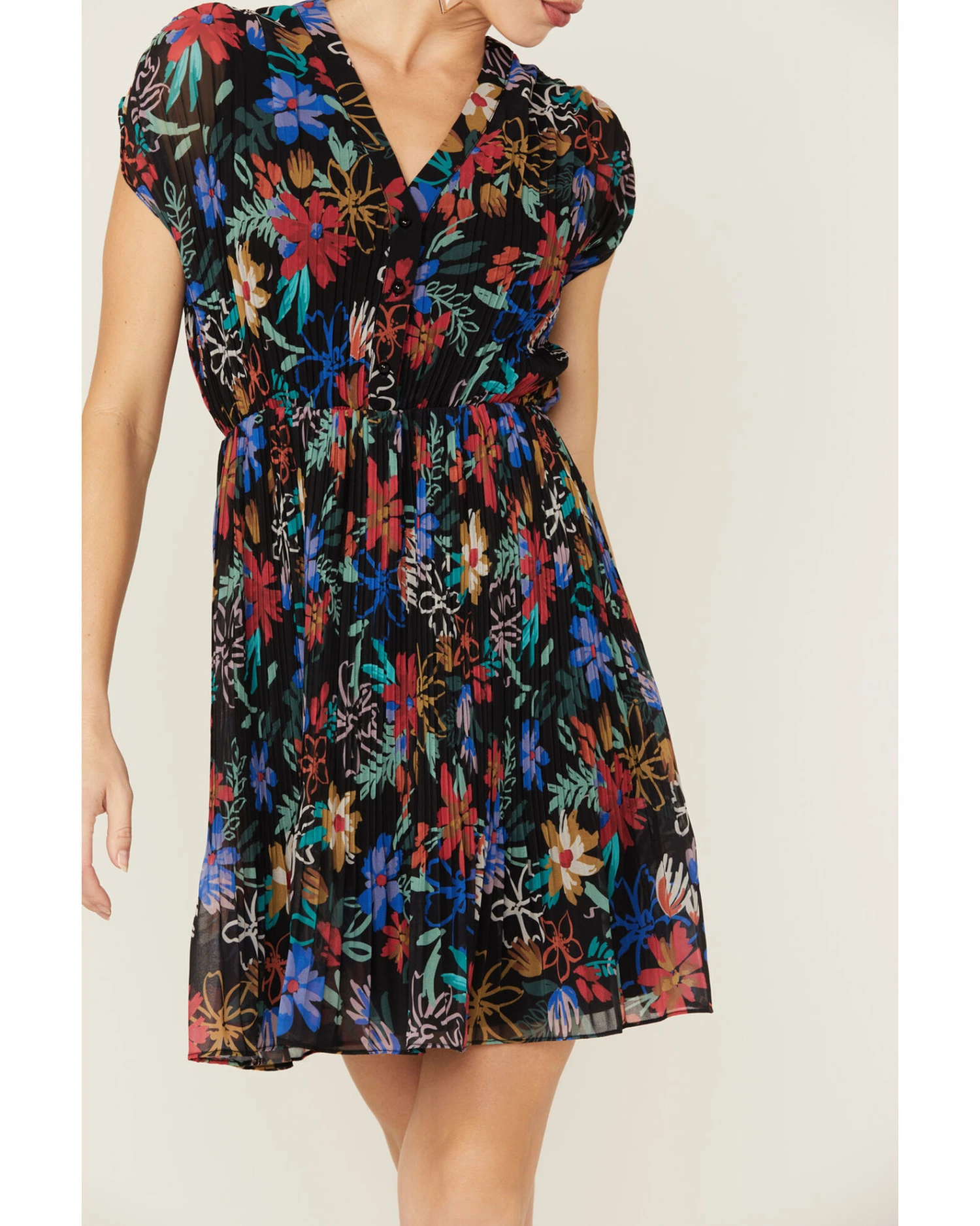 Molly Bracken Women's Floral Print Pleated Short Sleeve Dress - Image 2