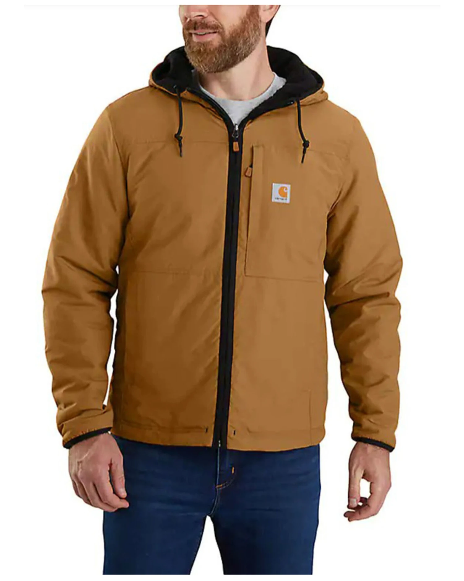 Carhartt Men's Rain Defender Relaxed Fit Fleece Hooded Reversible Jacket - Image 2