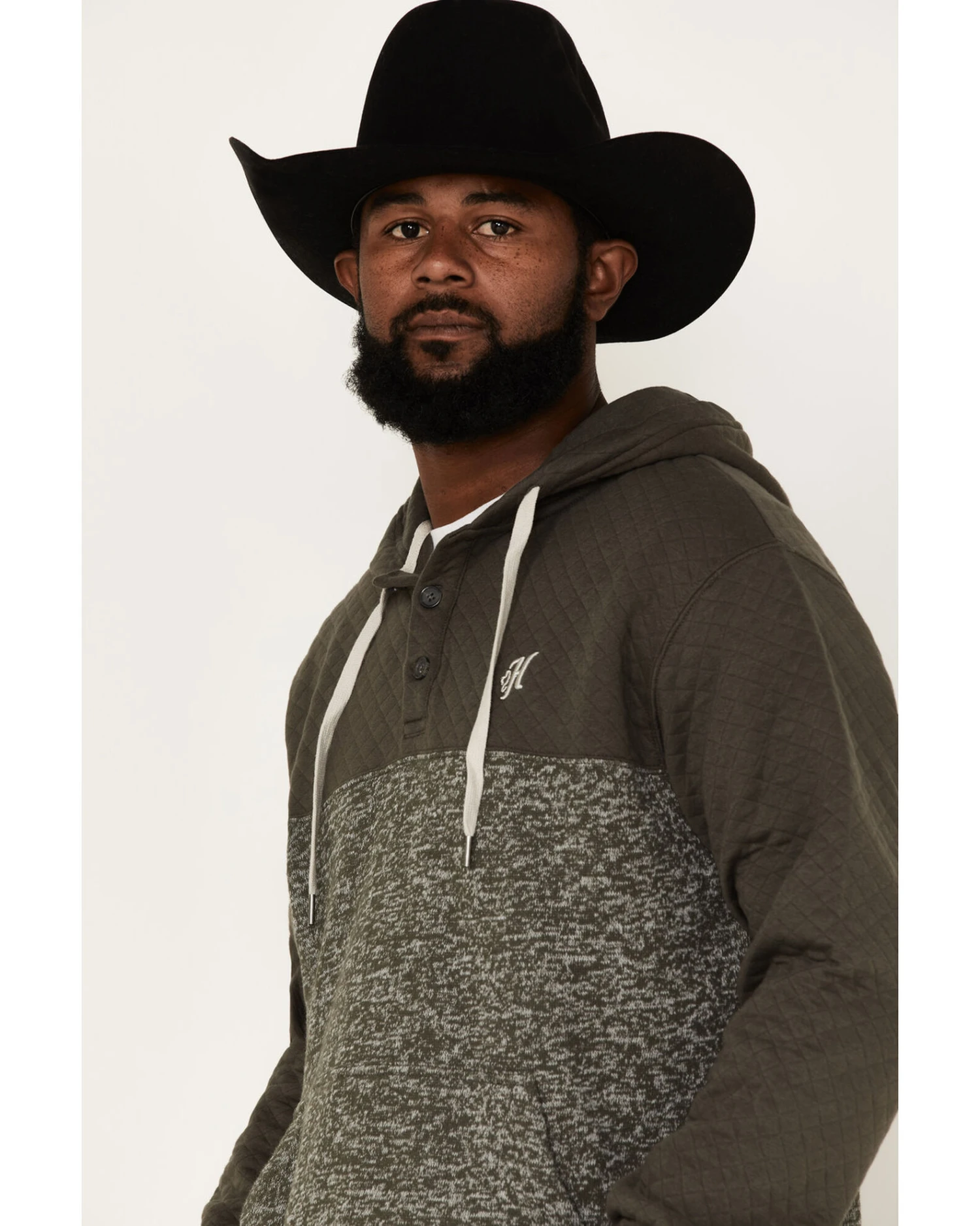 Hooey Men's Jimmy Quilted 1/4 Button Hooded Pullover - Image 2