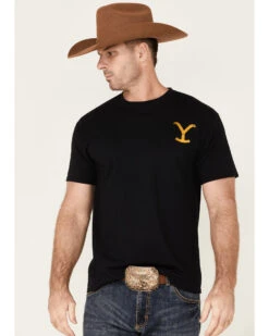 Changes Men's Yellowstone Dutton Ranch Gradient Rider Silhouette Graphic Short Sleeve T-Shirt Â