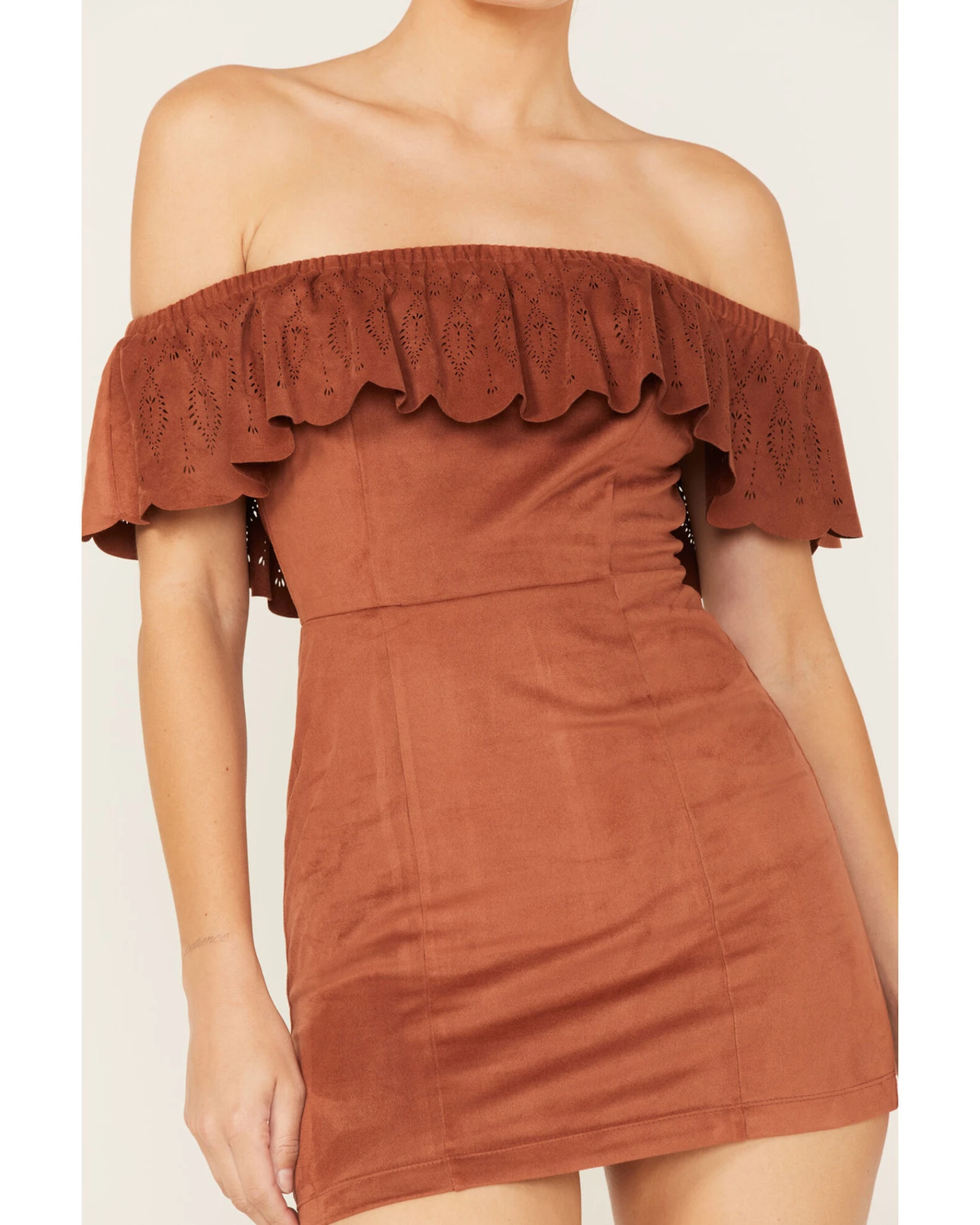 Shyanne Women's Off Shoulder Faux Suede Dress - Image 3