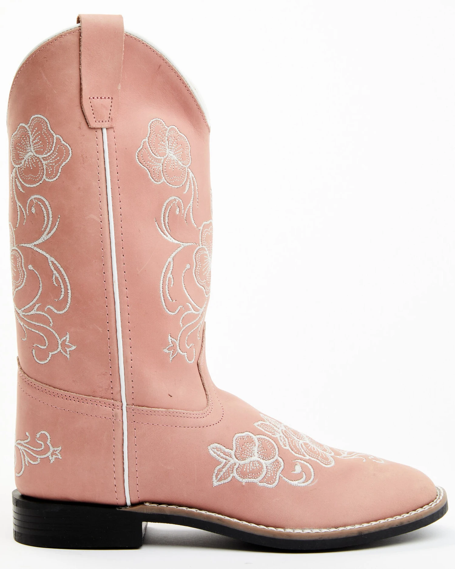 Shyanne Girls' Little Lasy Floral Embroidered Leather Western Boots - Broad Square Toe - Image 2