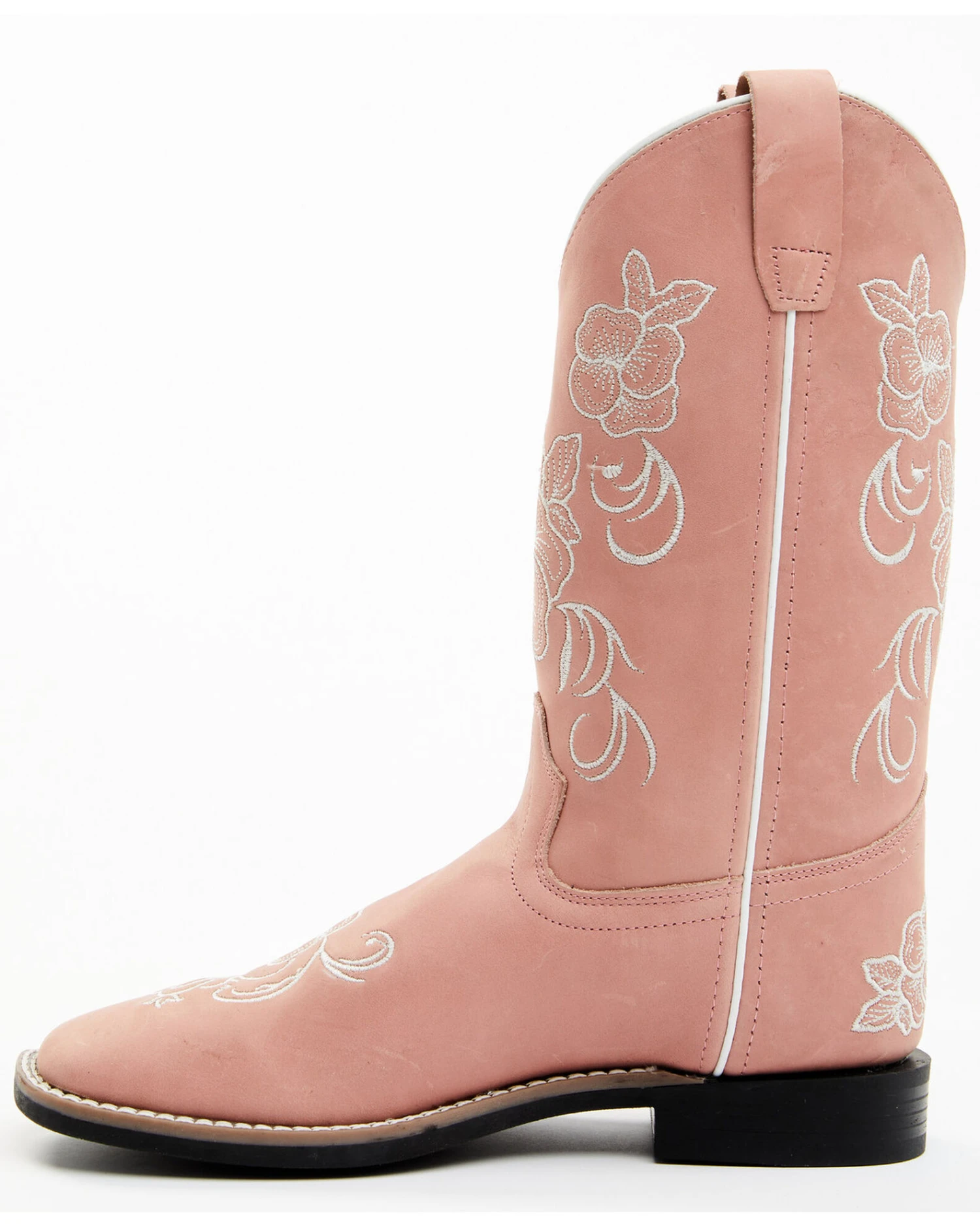 Shyanne Girls' Little Lasy Floral Embroidered Leather Western Boots - Broad Square Toe - Image 3