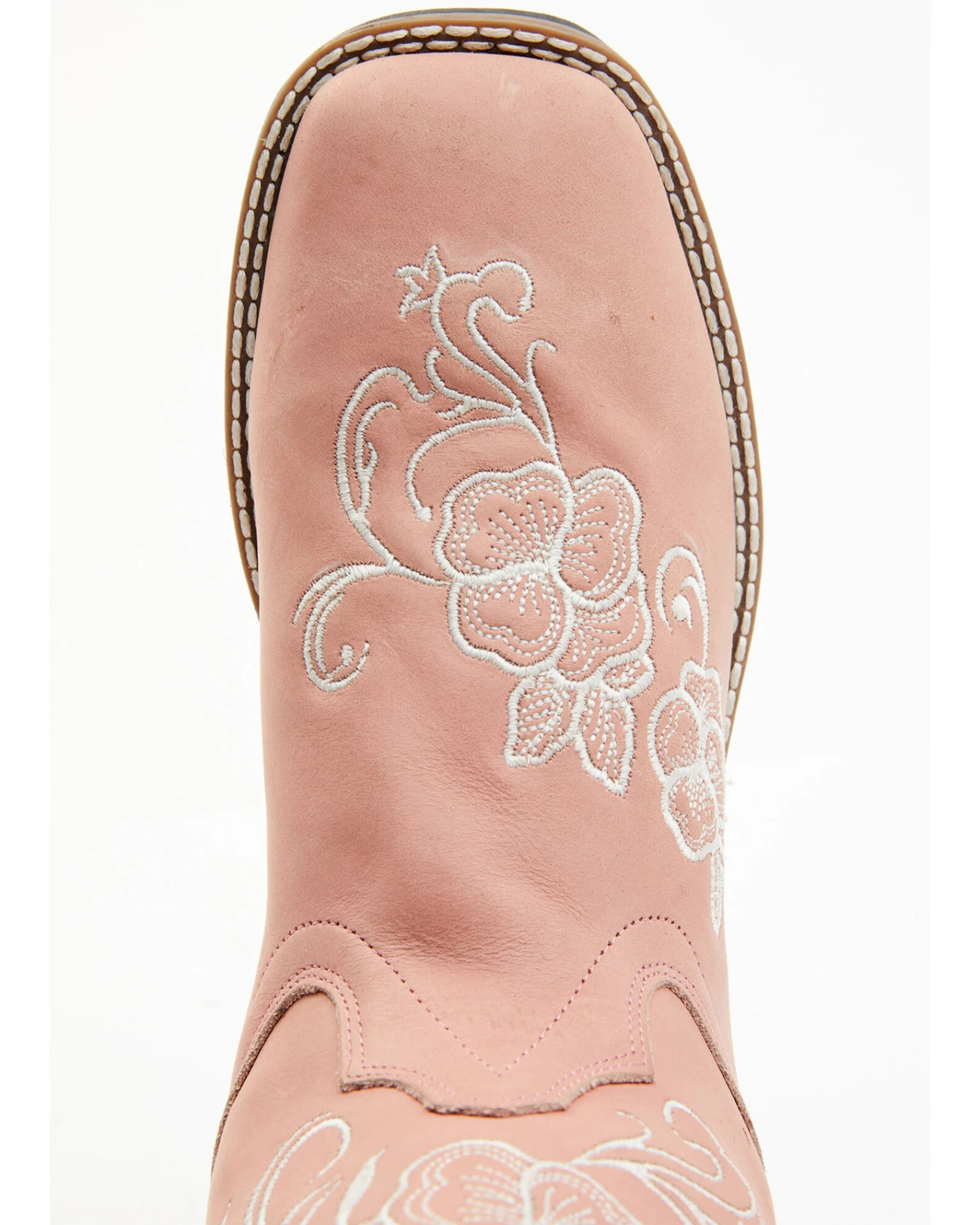 Shyanne Girls' Little Lasy Floral Embroidered Leather Western Boots - Broad Square Toe - Image 6