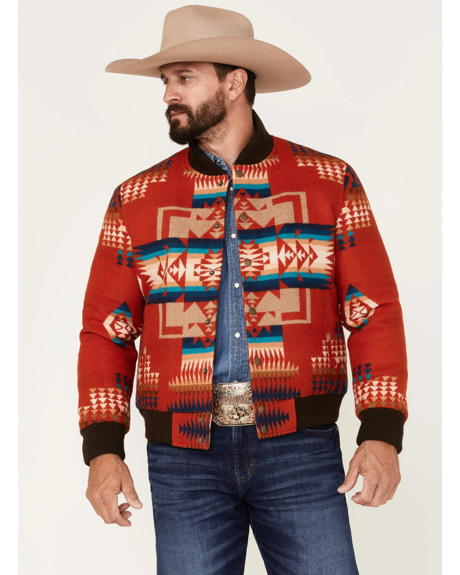 Pendleton Men's Gorge All-Over Print Quilted Snap Bomber JacketÂ