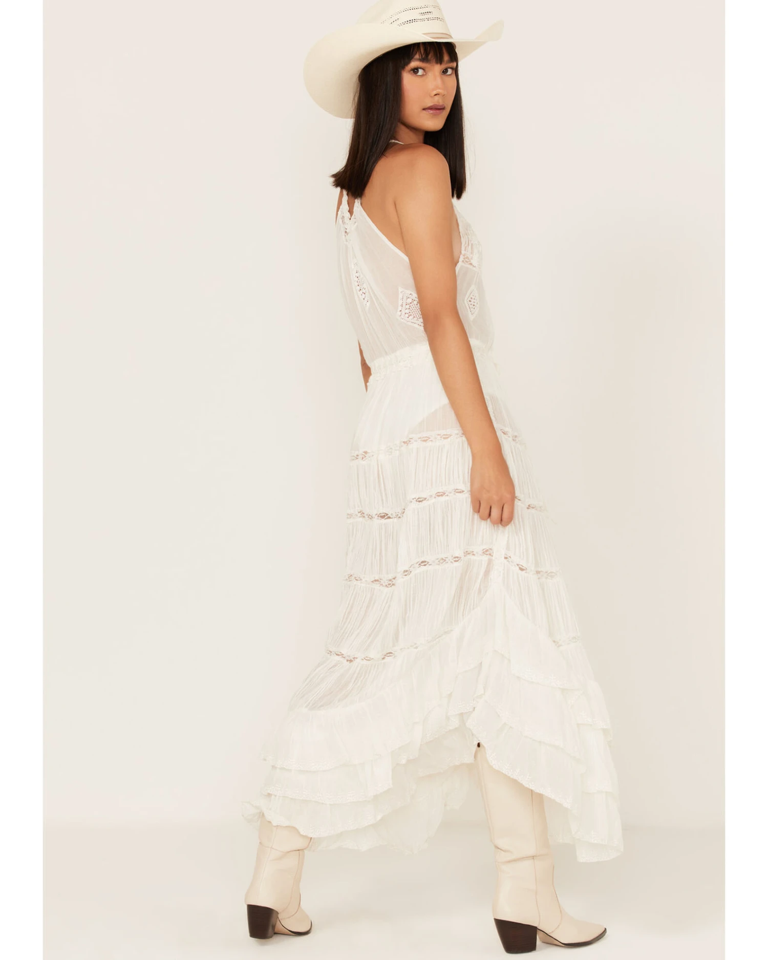 Free People Women's Dolly Ruffle Lace Bodysuit Dress - Image 4