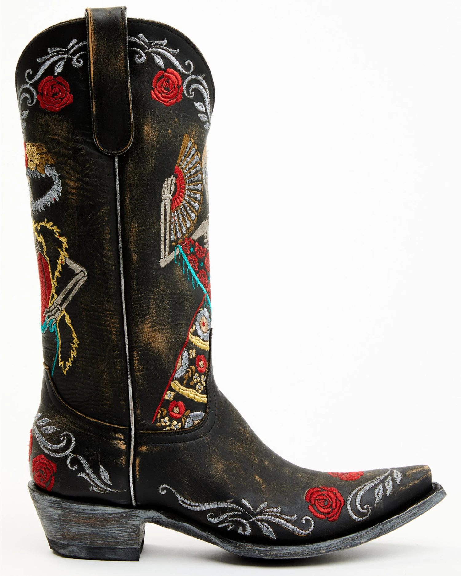 Old Gringo Women's Reinas La Catrina Skeleton & Floral Embroidered Tall Western Leather Boots - Snip Toe - Image 2