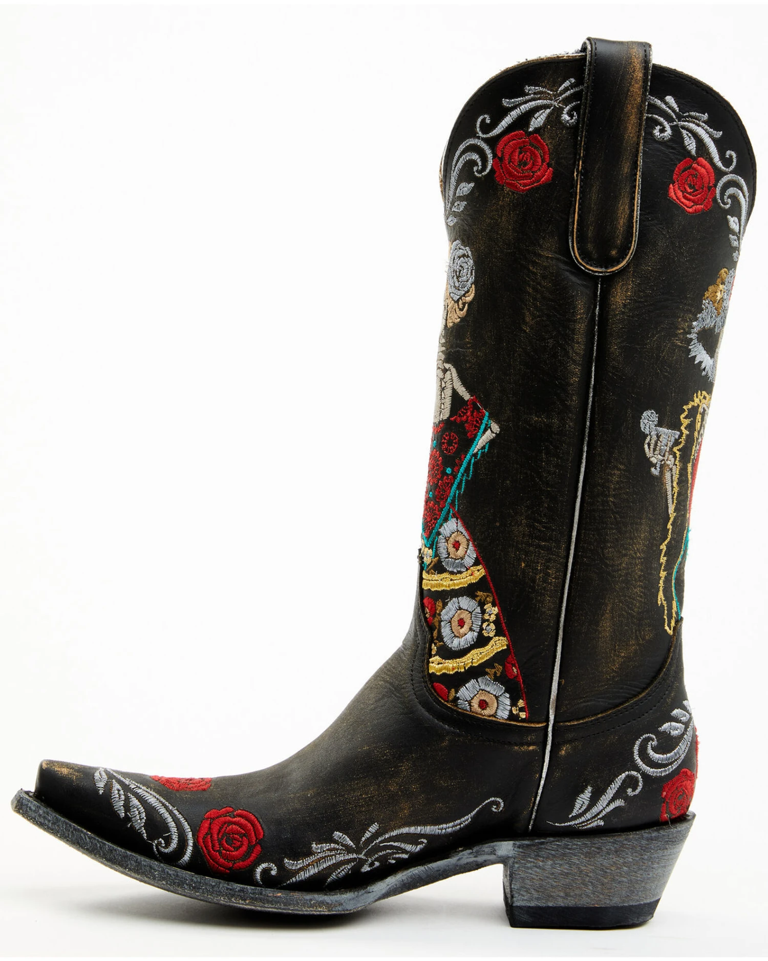 Old Gringo Women's Reinas La Catrina Skeleton & Floral Embroidered Tall Western Leather Boots - Snip Toe - Image 3