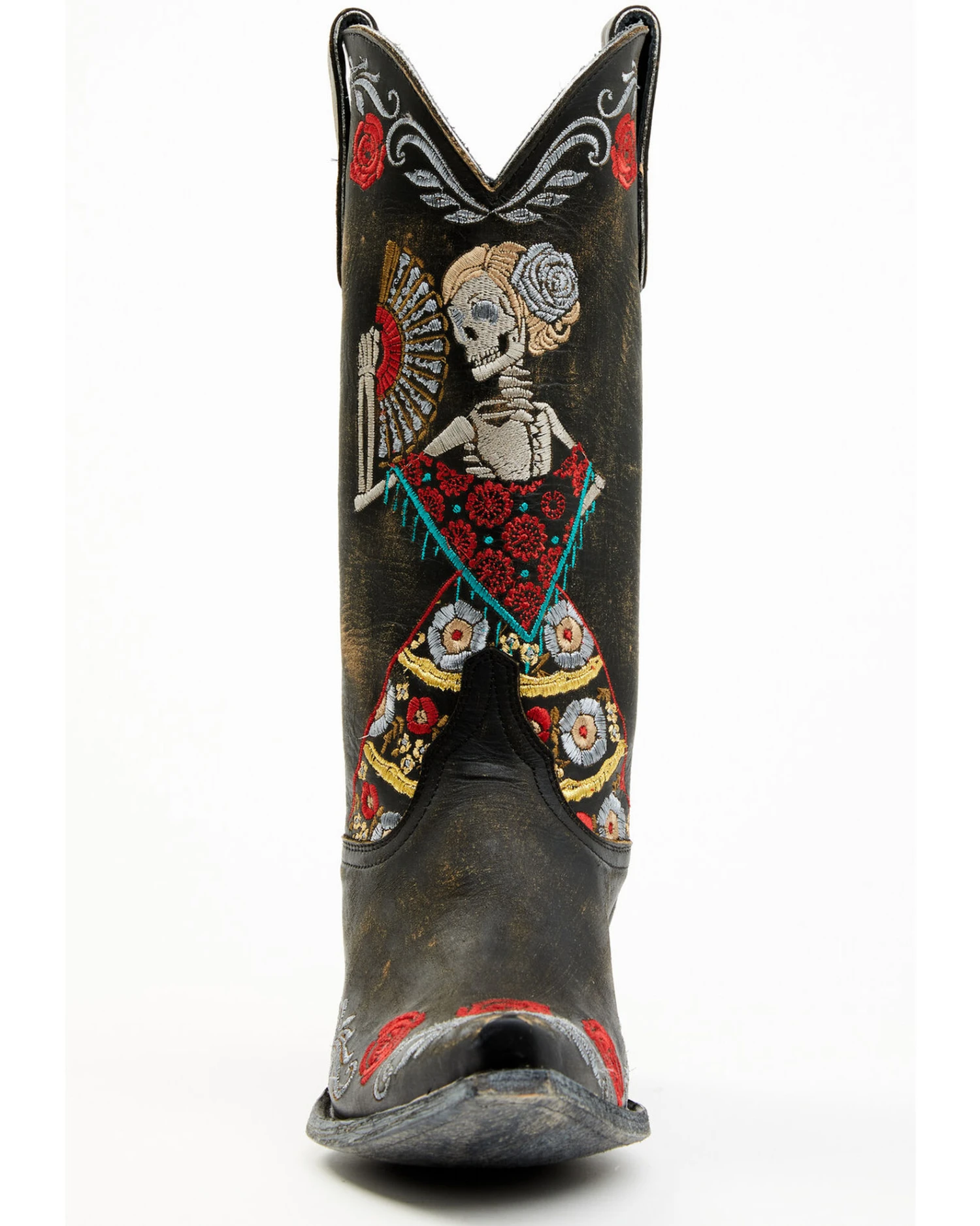 Old Gringo Women's Reinas La Catrina Skeleton & Floral Embroidered Tall Western Leather Boots - Snip Toe - Image 4