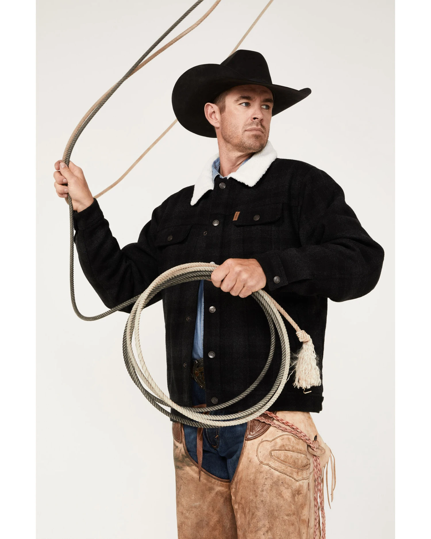 Cinch Men's Solid Sherpa-Lined CC Snap Wool Trucker Jacket - Image 2