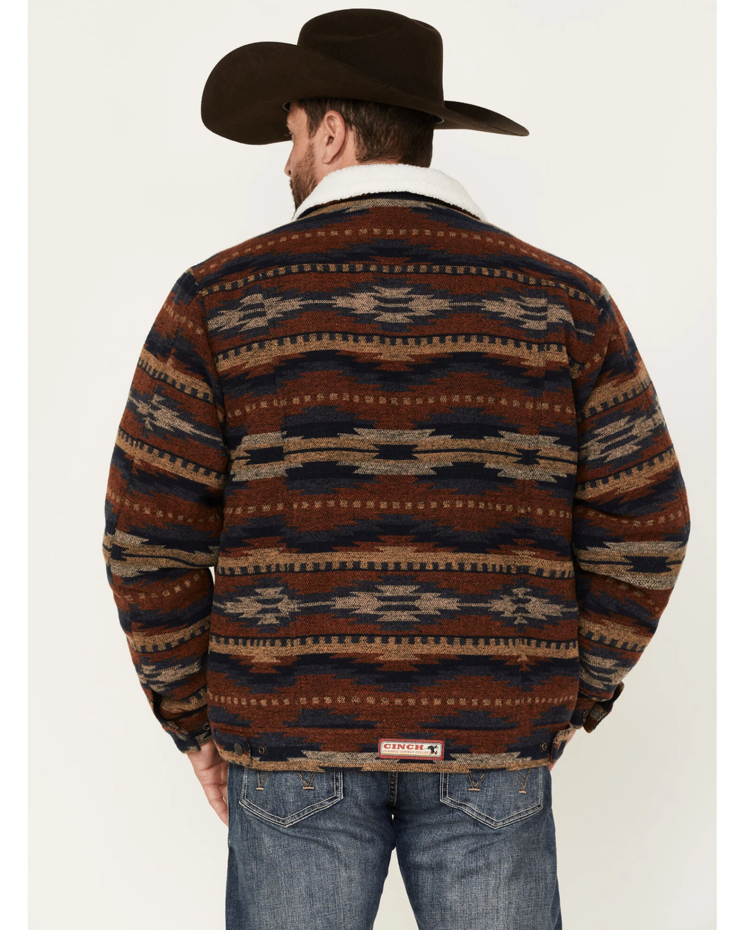 Cinch Men's Southwestern Print Sherpa-Lined Snap Wool Trucker JacketĀ - Image 4