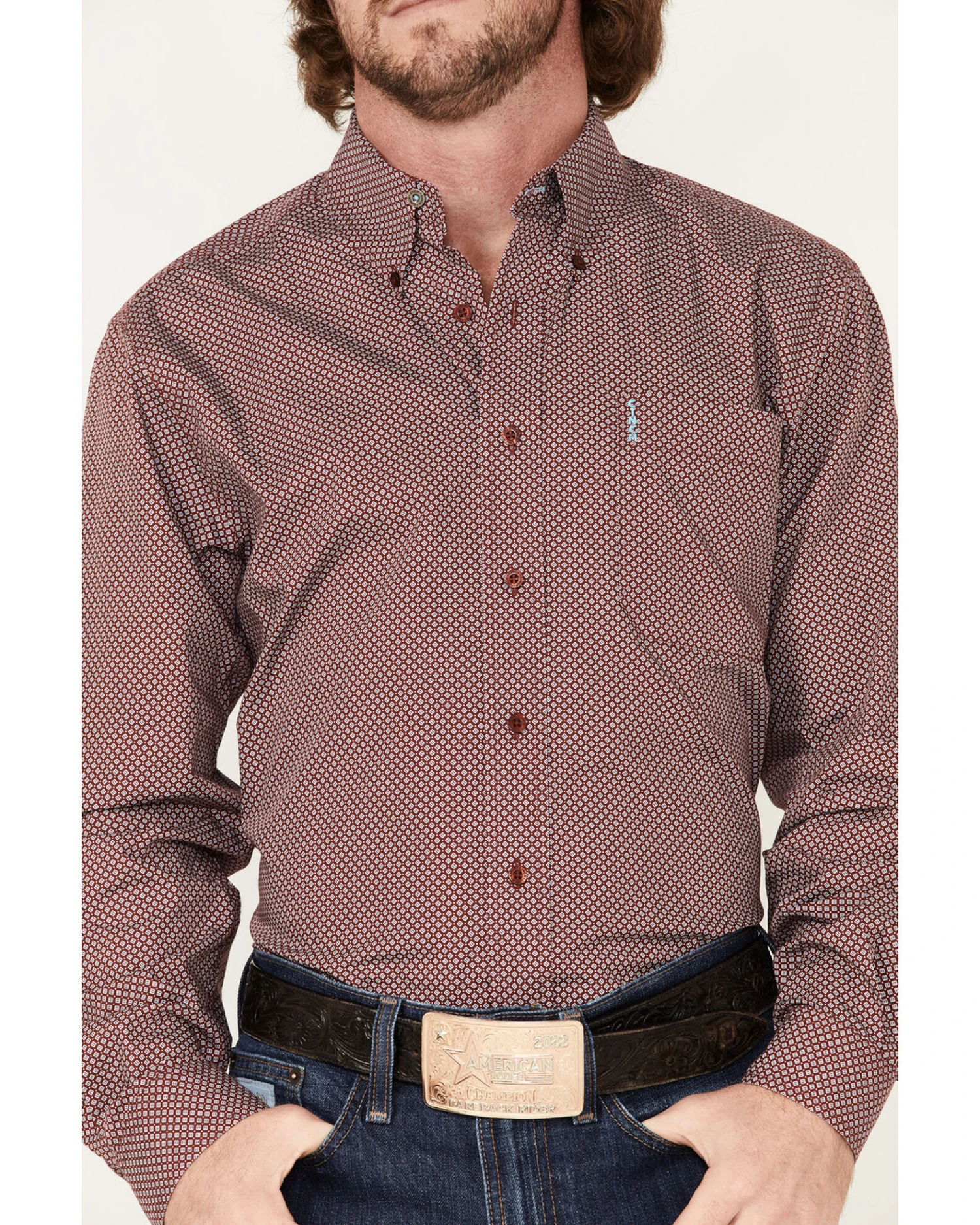 Cinch Men's Modern Fit Geo Print Button-Down Western Shirt - Image 3
