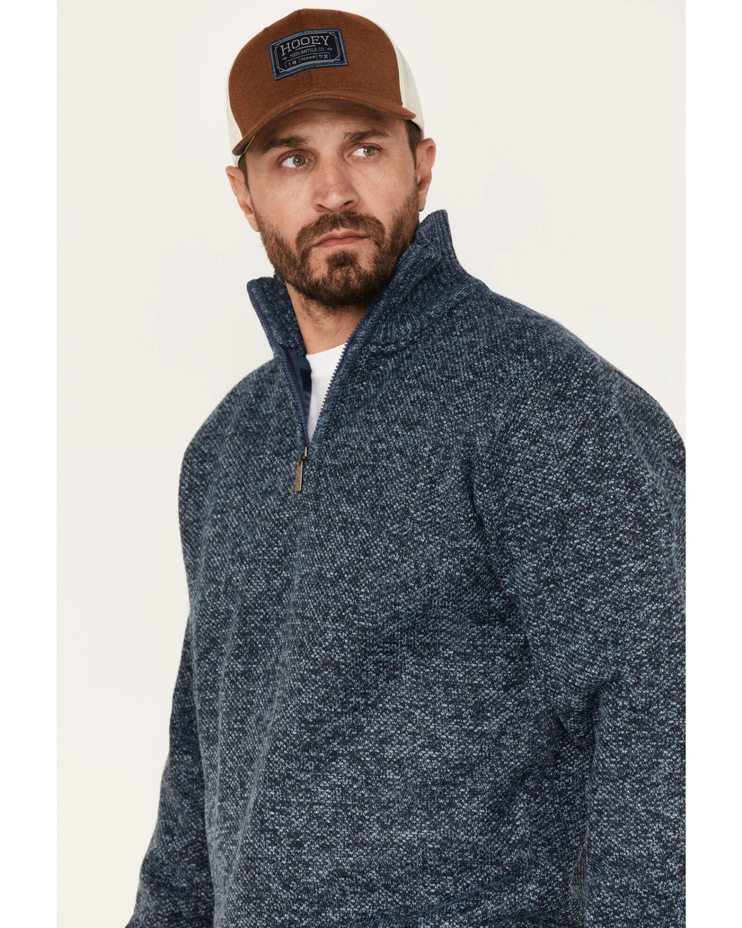 Pacific Teaze Men's 1/4 Zip Pullover Plaid Lined Bonded Sweater - Image 2