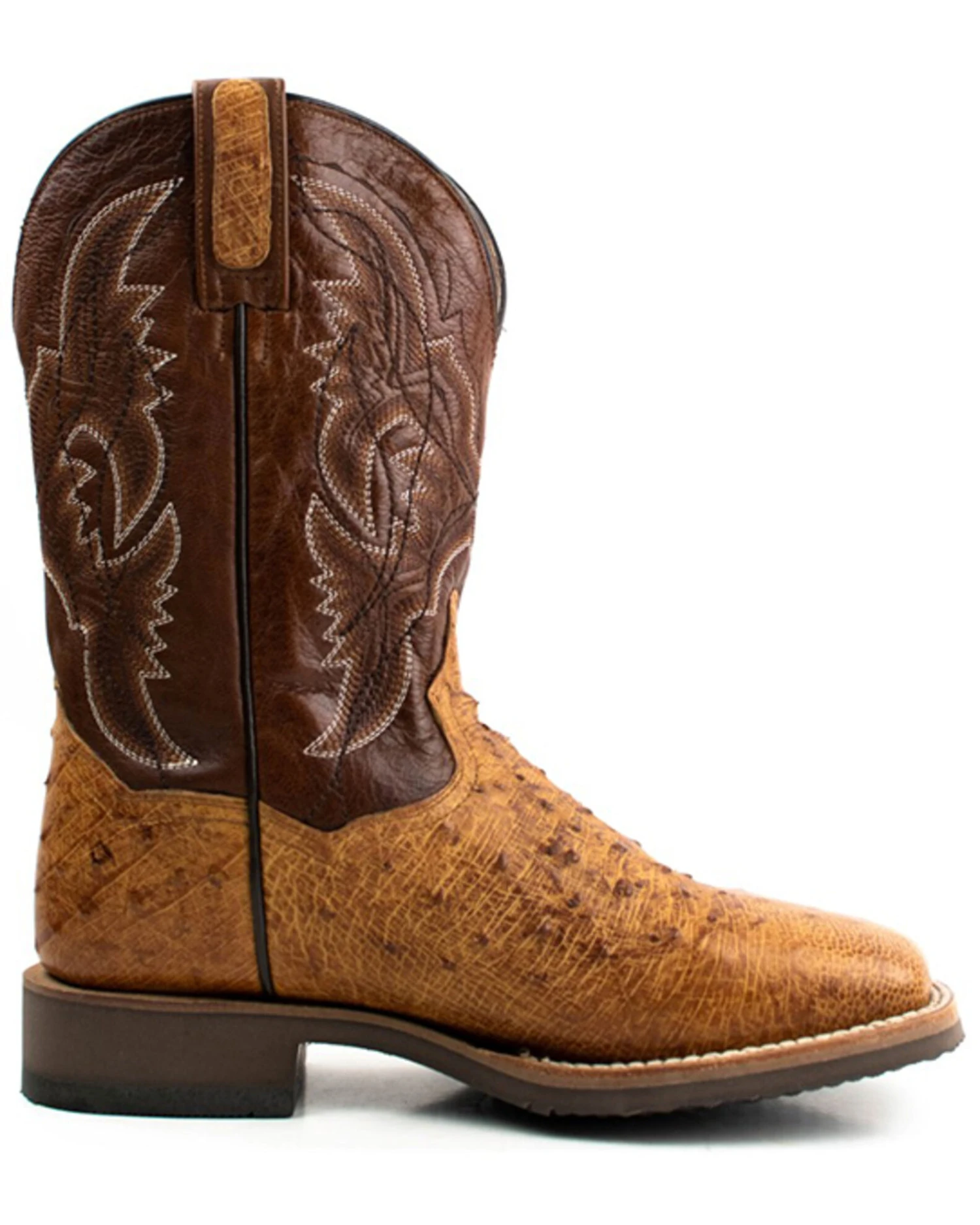 Dan Post Men's Saddle Hand Quill Ostrich Western Boots - Broad Square Toe - Image 2