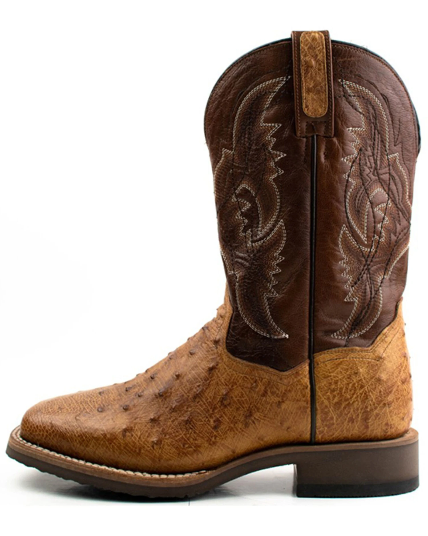 Dan Post Men's Saddle Hand Quill Ostrich Western Boots - Broad Square Toe - Image 3