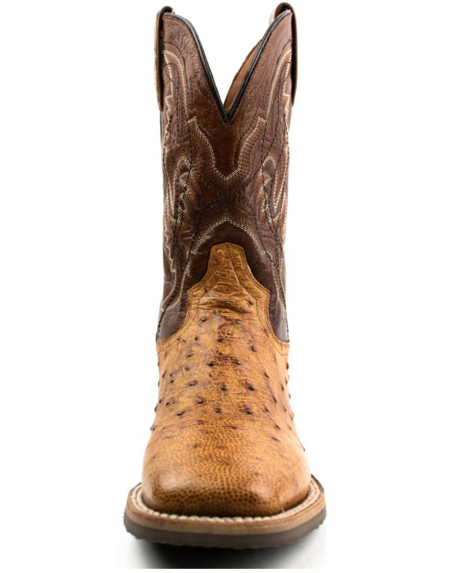 Dan Post Men's Saddle Hand Quill Ostrich Western Boots - Broad Square Toe - Image 4
