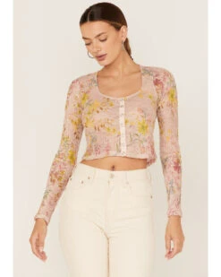 Free People Women's Angelina Floral Print CropĀ Top