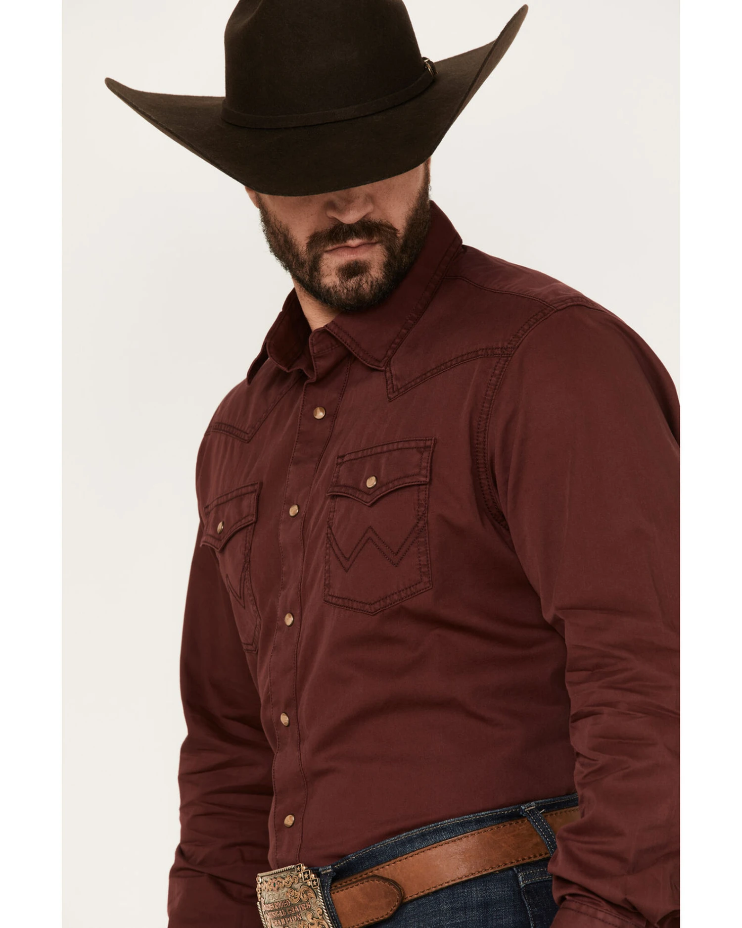 Wrangler Retro Men's Premium Solid Long Sleeve Snap Western Shirt - Image 2