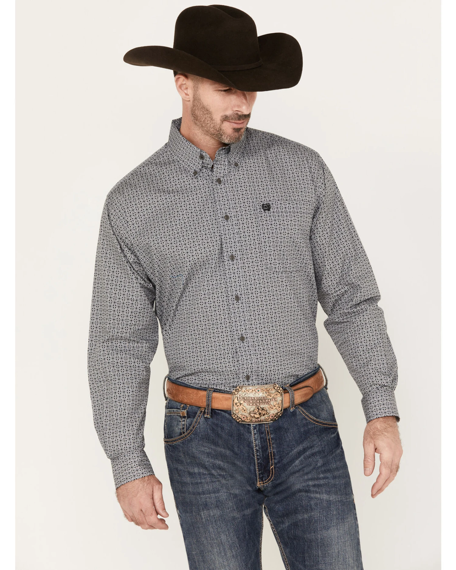 Cinch Men's Geo Print Button Down Long Sleeve Western Shirt - Big &Â Tall