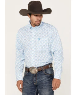George Strait By Wrangler Men's Paisley Print Long Sleeve Button Down Western Shirt