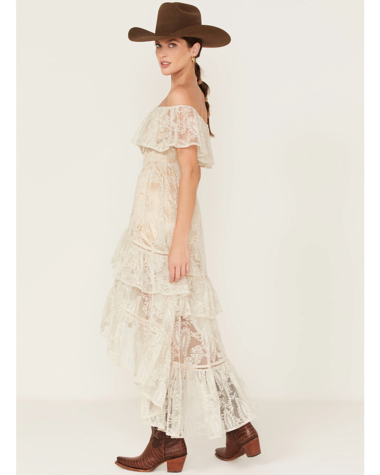 Shyanne Women's Off-Shoulder Tiered Lace Dress - Image 2