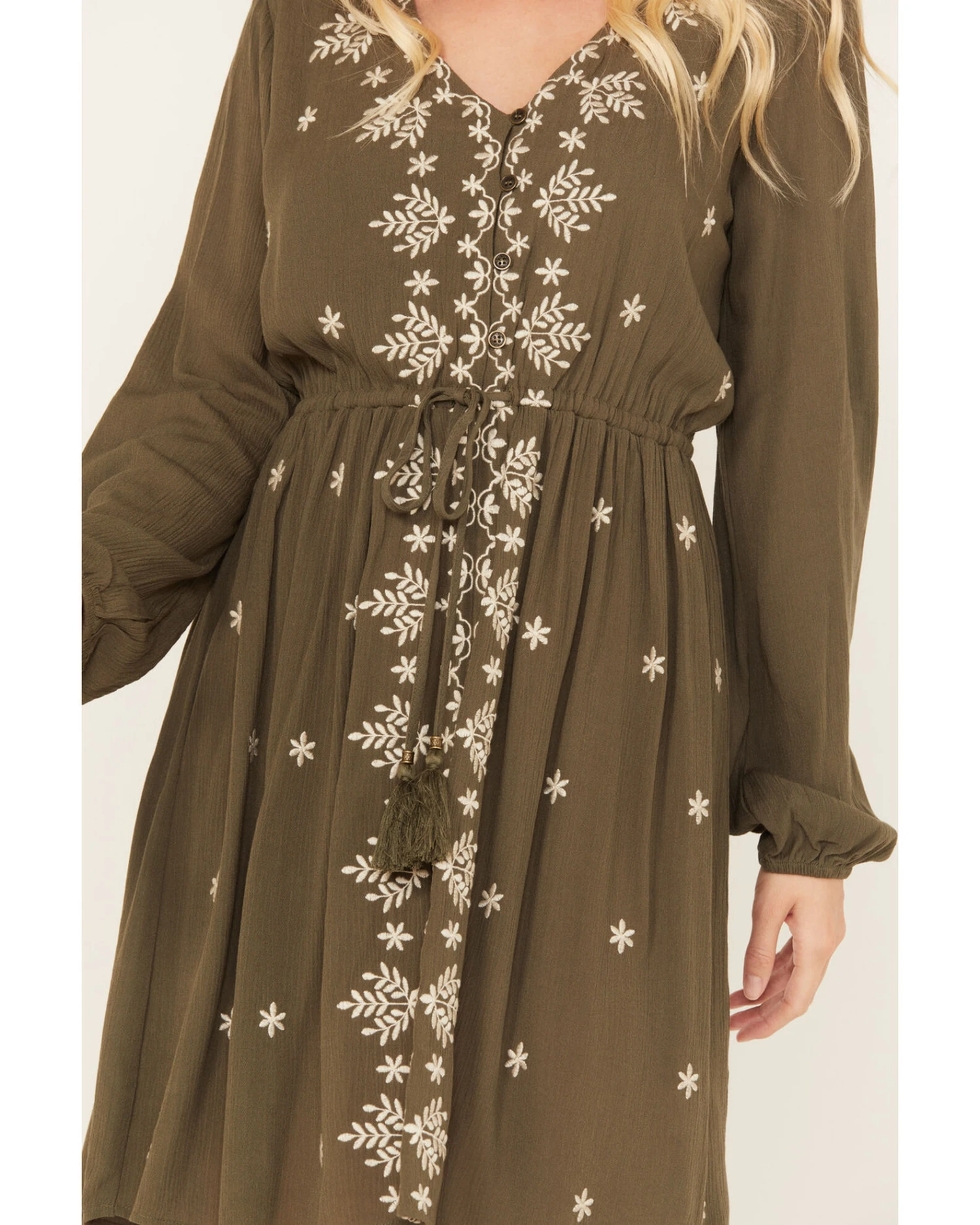 Jolt Women's Floral Embroidered Long SleeveĀ Dress - Image 3