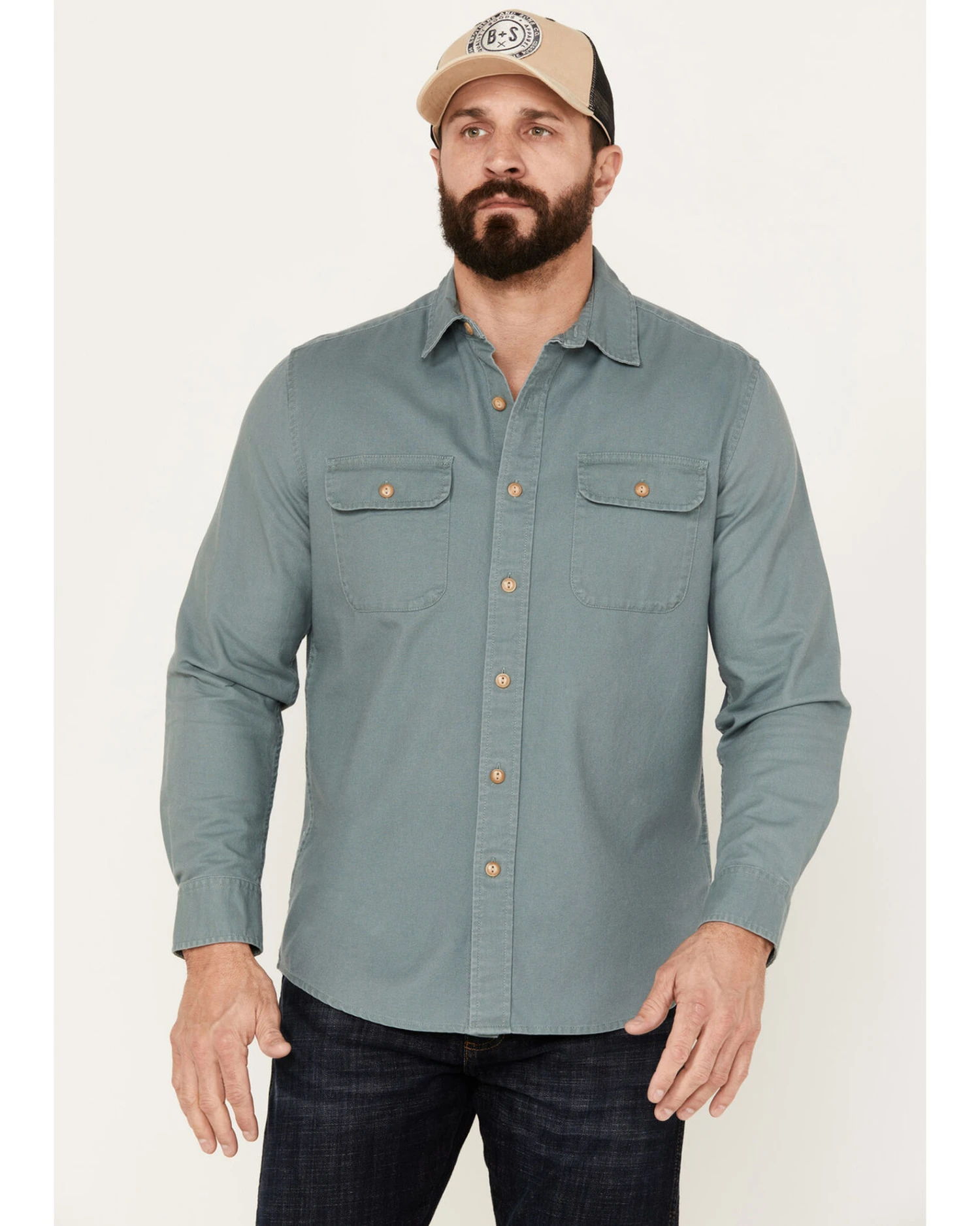 Pendleton Men's Beach Shack Solid Long Sleeve Button-Down Western Shirt