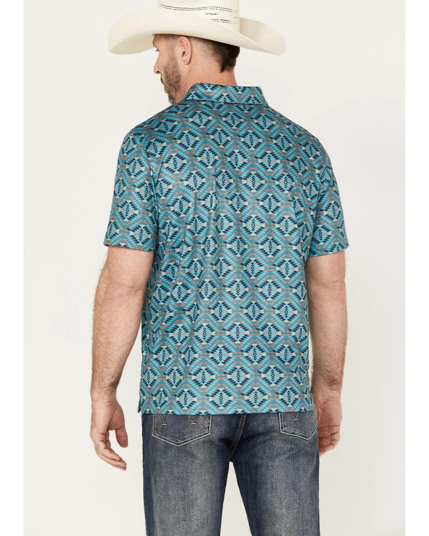 Panhandle Men's Southwestern Short Sleeve Pearl Snap Polo - Image 4