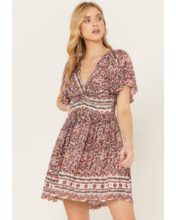 Angie Women's Floral Print Short Sleeve Mini DressĀ