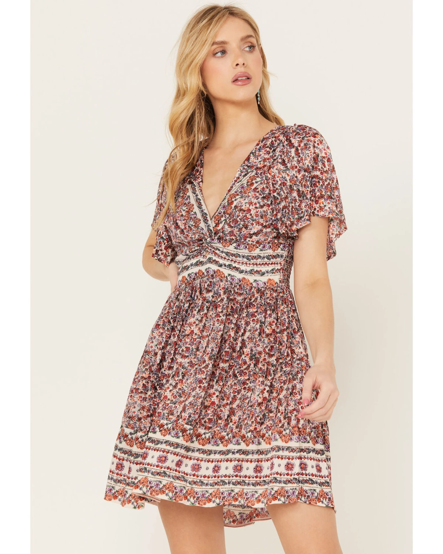 Angie Women's Floral Print Short Sleeve Mini DressĀ