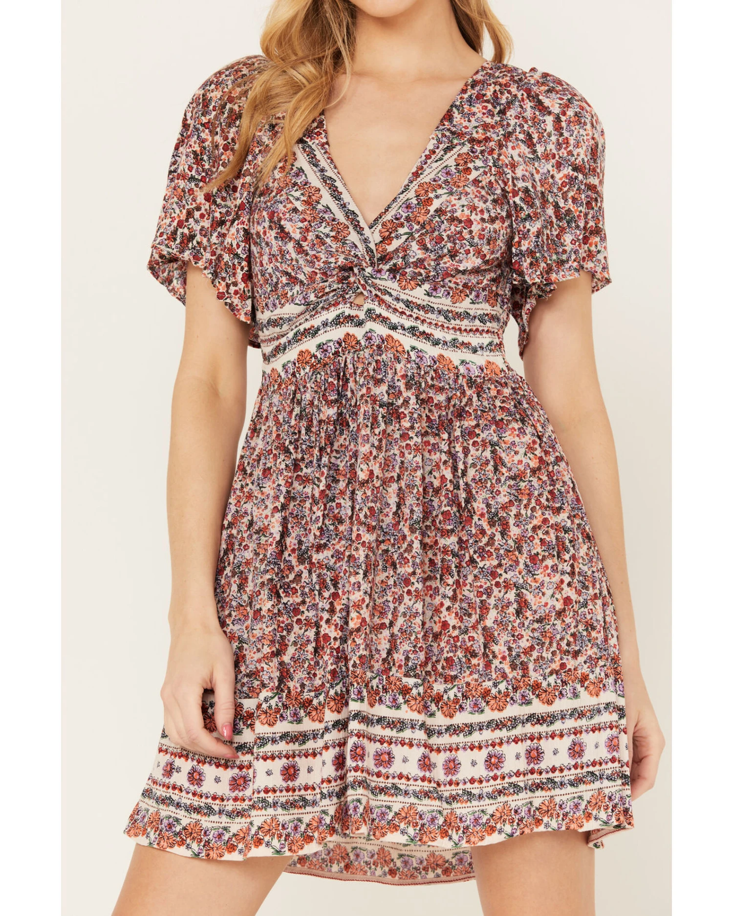 Angie Women's Floral Print Short Sleeve Mini DressĀ - Image 3