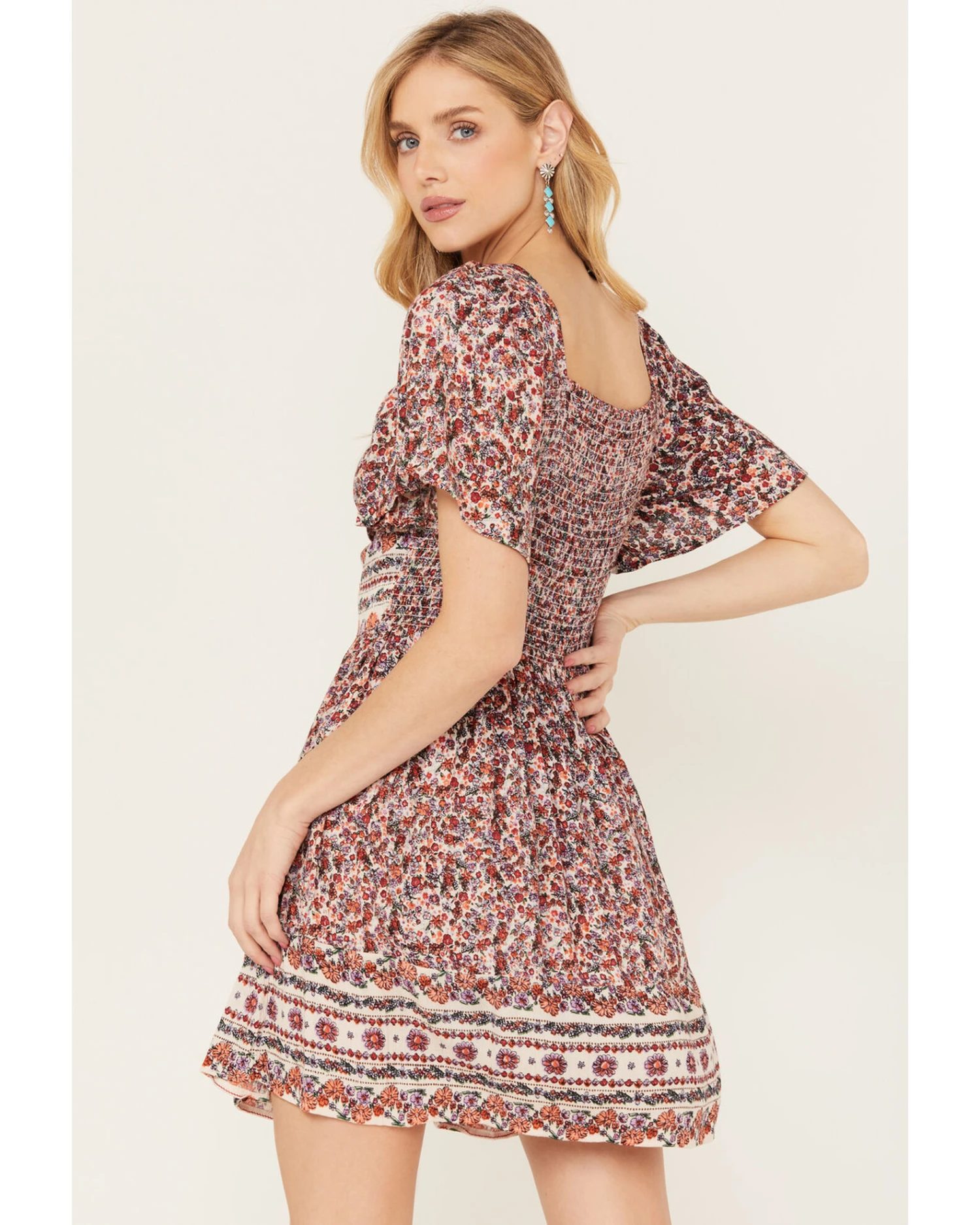 Angie Women's Floral Print Short Sleeve Mini DressĀ - Image 4