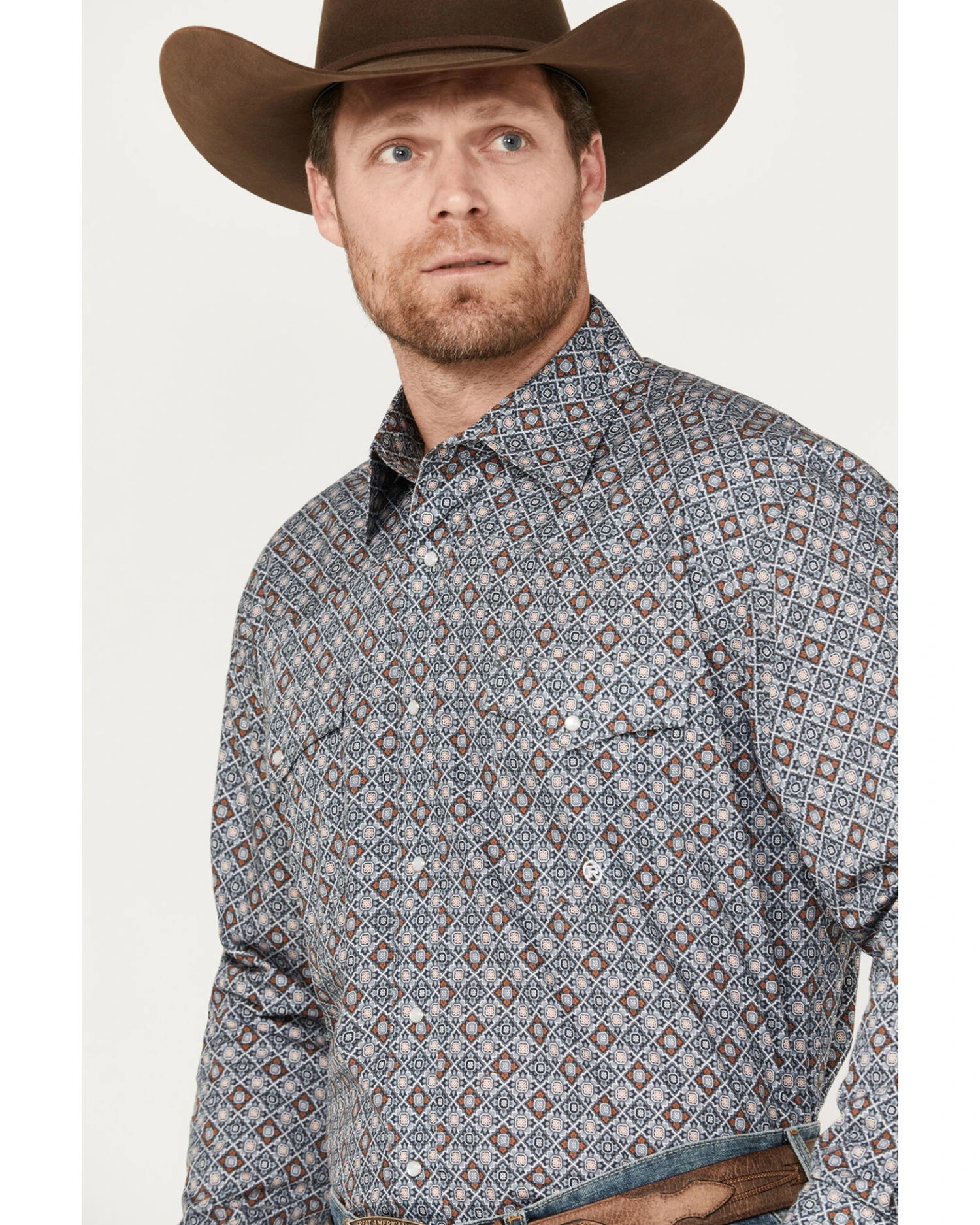 Roper Men's Amarillo Medallion Print Long Sleeve Pearl Snap Western Shirt - Image 2