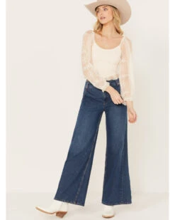 Jolt Women's Lace Smocked Long Sleeve Top