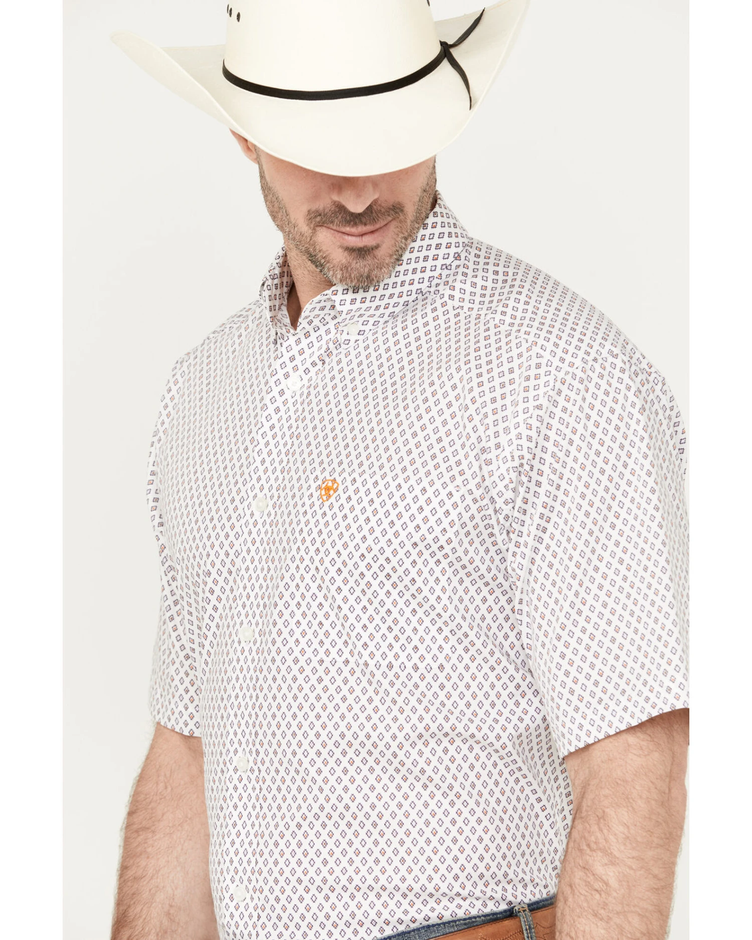 Ariat Men's Mayson Diamond Geo Print Short Sleeve Button Down Western Shirt - Tall - Image 2