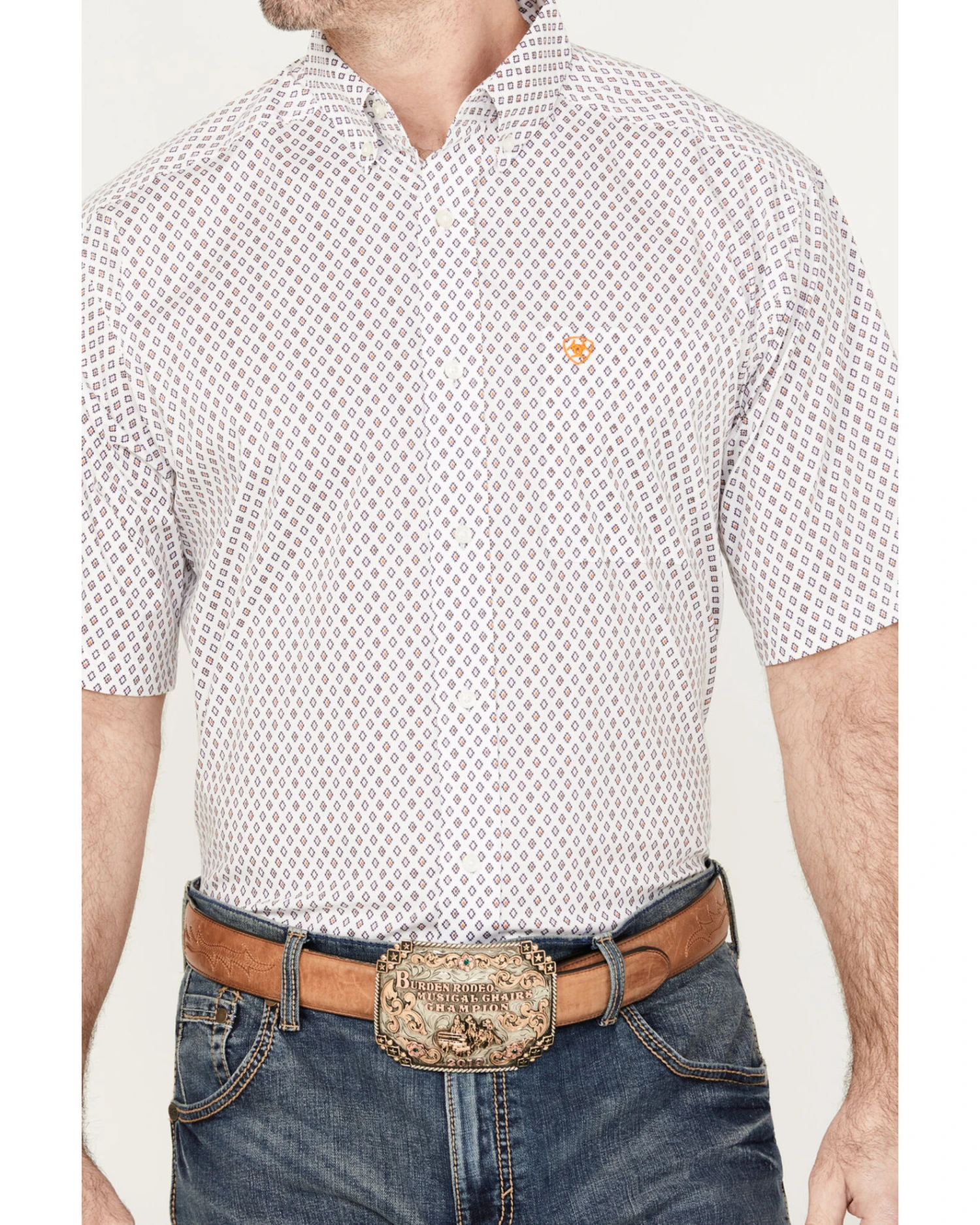 Ariat Men's Mayson Diamond Geo Print Short Sleeve Button Down Western Shirt - Tall - Image 3