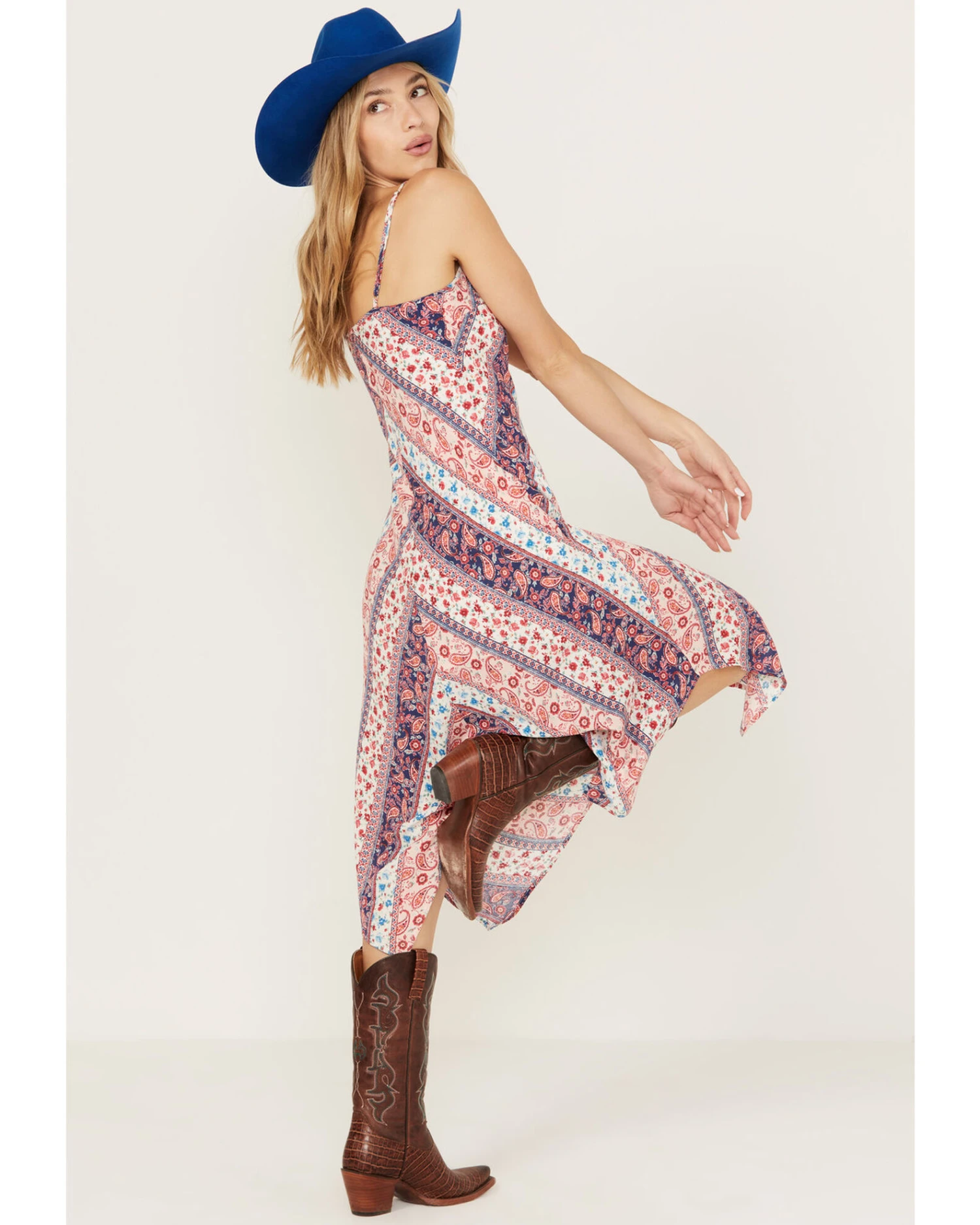 Wild Moss Women's Multi Print Hanky Hem Midi Dress - Image 4