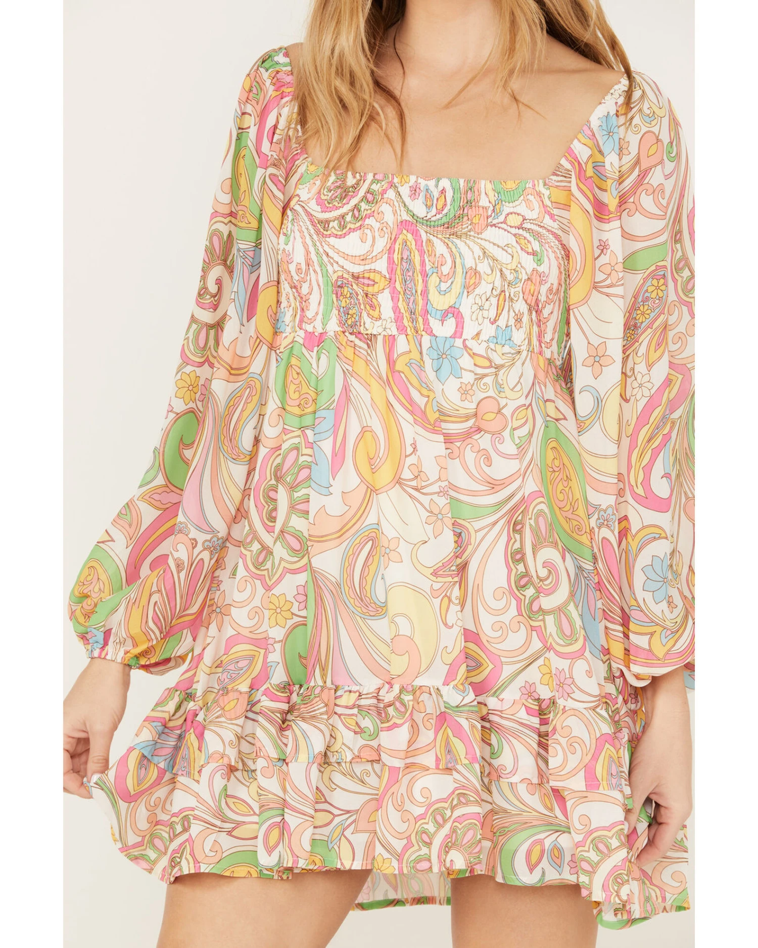 Flying Tomato Women's Paisley Print Ruffle MiniĀ Dress - Image 3