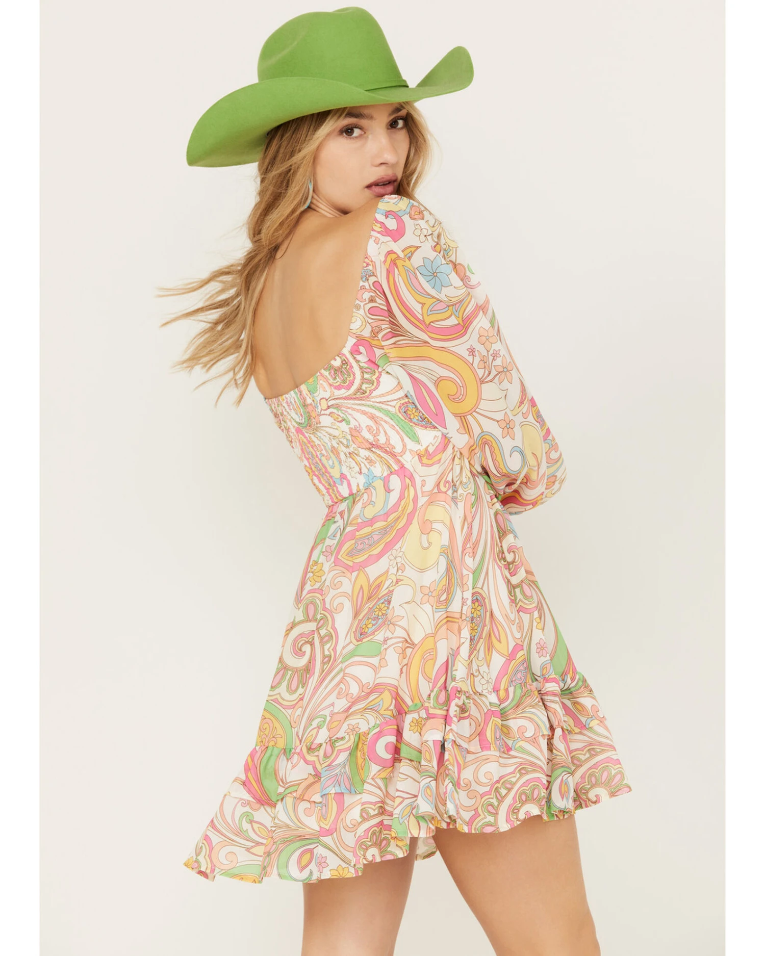 Flying Tomato Women's Paisley Print Ruffle MiniĀ Dress - Image 4