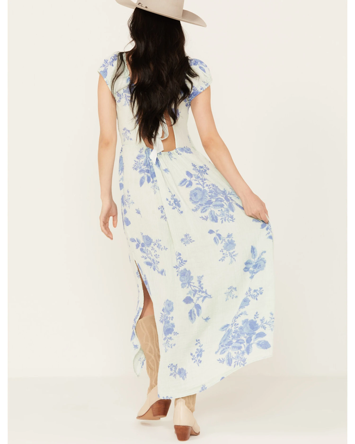 Free People Women's Floral Forget Me Not Midi Dress - Image 4