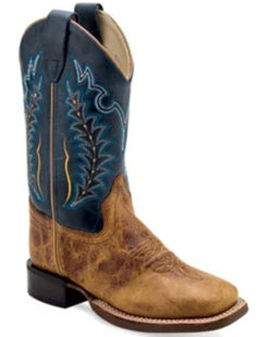 Old West Boys' Cactus Western Boots - Broad Square Toe